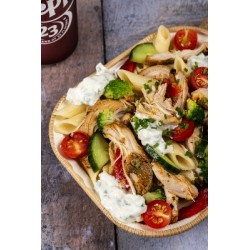  Pulled chicken louisiana en salade de pâtes 