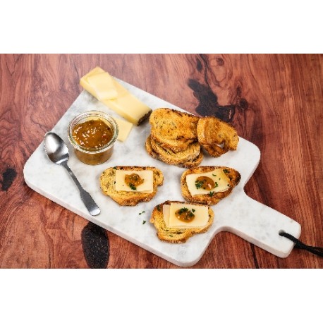  Toasts au comté et hot dog relish 