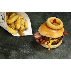  Burger bacon onion rings 