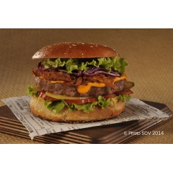  Burger gourmet boeuf et éffiloché de porc 