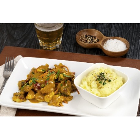  Curry de poulet et écrasé de pomme de terre 